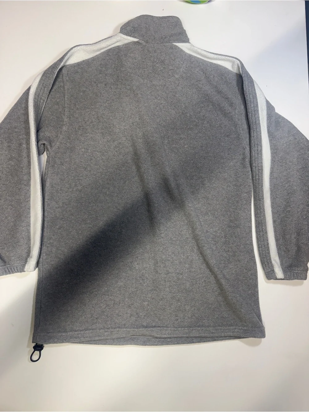 Active Basic Gray Quarter-Zip Fleece Pullover with White Stripes - Picture 8 of 8